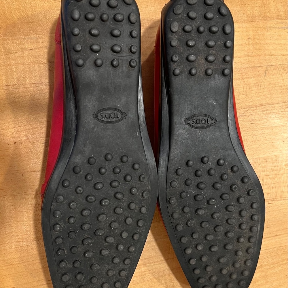 TOD'S Red Leather Loafers for Women 8.5 U.S. - Picture 8 of 8
